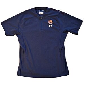 Mens‎ M Auburn Under Armor Navy Short Sleeve Shirt